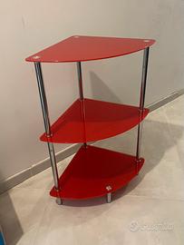 Mobiletto angolare in vetro