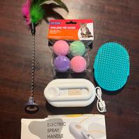 Set giochi e spazzole per gatto e cane