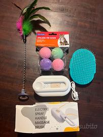 Set giochi e spazzole per gatto e cane