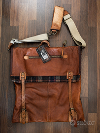 BORSA VINTAGE SISLEY PELLE  E TARTAN