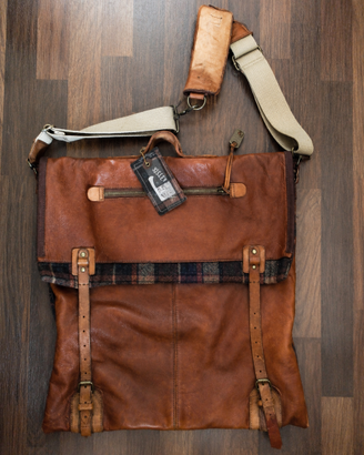 BORSA VINTAGE SISLEY PELLE  E TARTAN