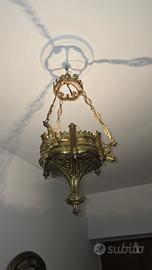 antico lampadario in bronzo dorato 