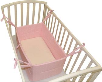 Riduttore paracolpi per culla neonata - ROSA CUORI
