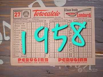 Schedina Totocalcio concorso n. 27 del  1958