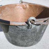 Antico paiolo in rame 40 cm con coperchio