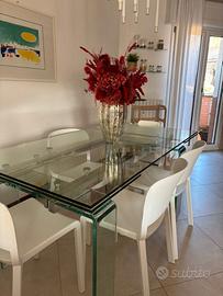 Tavolo CHATEAU D'AX in Cristallo e Acciaio