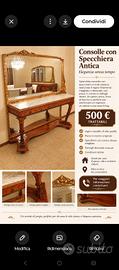 consolle con specchiera antica