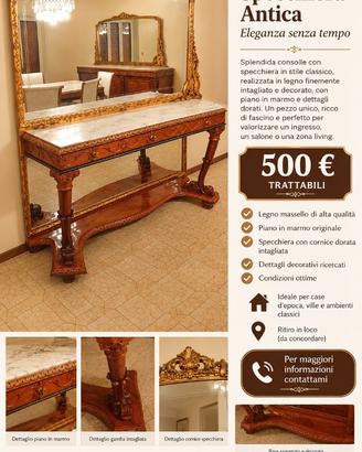 consolle con specchiera antica