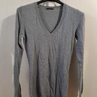 Pullover vintage donna S scollo V grigio 