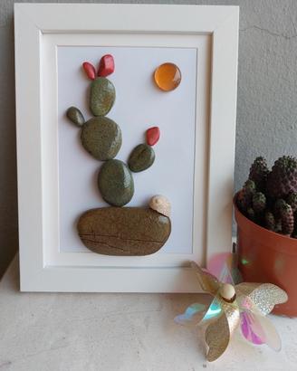 quadretto con sassi-cactus di pietra
