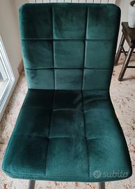 Set di 4 sedie imbottite soggiorno in velluto verd