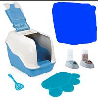 SET 5 PEZZI: Lettiera, 2 ciotole, tappeto, paletta