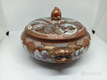 antico contenitore kutani giapponese Meiji 
