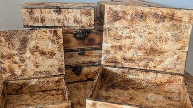 Scatole artigianali in legno effetto bruciato 