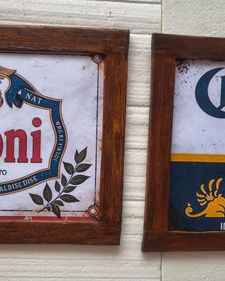 set 2 targhe in legno Birra