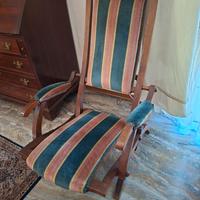 Poltrona Pieghevole in Noce e Velluto