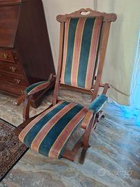 Poltrona Pieghevole in Noce e Velluto