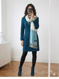 Sciarpa 100% Cashmere Kuwaitiana bianca e azzurra
