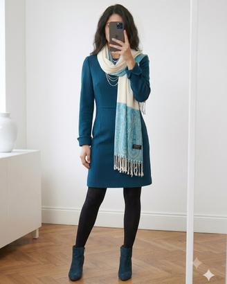 Sciarpa 100% Cashmere Kuwaitiana bianca e azzurra