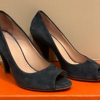 Scarpe con tacco blu scamosciate