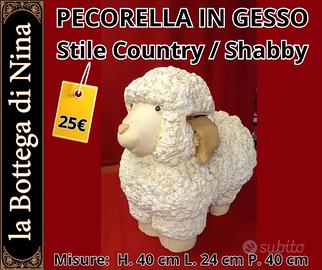 Pecorella decorativa in gesso – stile Country