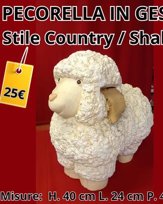 Pecorella decorativa in gesso – stile Country