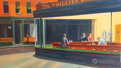 Quadro dipinto a mano i nottambuli Edward Hopper