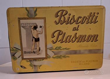 Scatola d’epoca in latta biscotti Plasmon