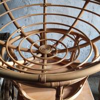 Poltrona Rattan Papasan Vintage con cuscino
