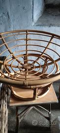 Poltrona Rattan Papasan Vintage con cuscino