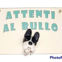Targa in legno Cane Bulldog Francese in resina