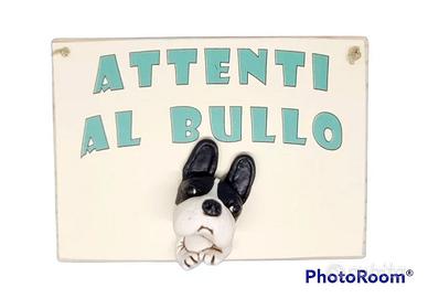 Targa in legno Cane Bulldog Francese in resina