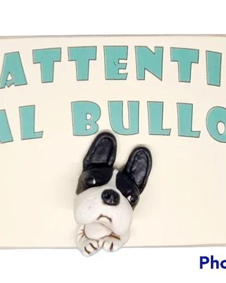 Targa in legno Cane Bulldog Francese in resina