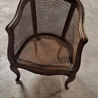 Poltroncina antica da scrivania impagliata