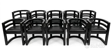 Set di Sgabelli / Sedie Vintage in Legno Nero