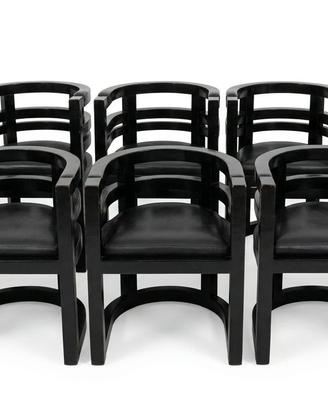 Set di Sgabelli / Sedie Vintage in Legno Nero