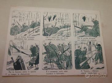 Cartolina Militare Fumetti - Neve e Lanciafiamme