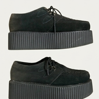 Scarpe Creepers in Camoscio Nero con Zeppa Platfor