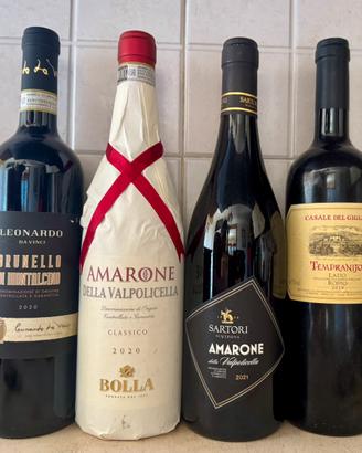 Vino rosso set 4 bottiglie