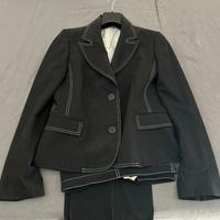 Tailleur pantalone donna nero gessato