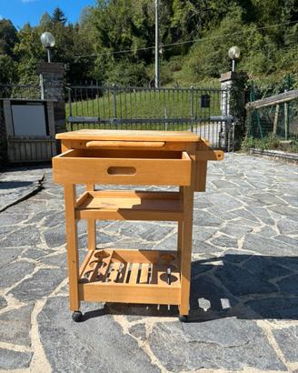 Carrello cucina in legno multifunzione