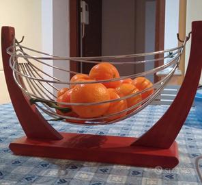 Portafrutta di design legno e acciaio