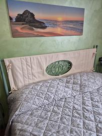 letto in ferro battuto verde con fodera testiera 