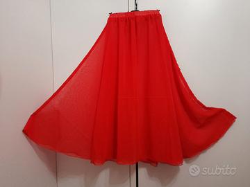 Gonna chiffon a ruota  danza lunga 360°  S rossa