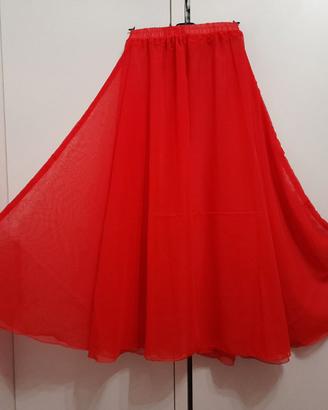Gonna chiffon a ruota  danza lunga 360°  S rossa