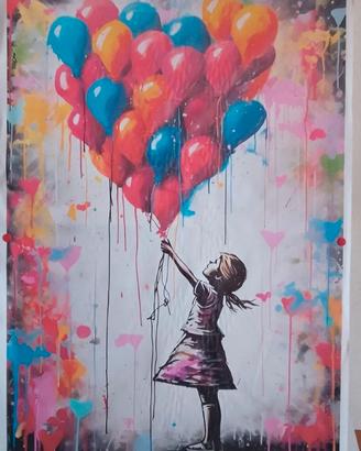 stampa su tela bambina con palloncini 