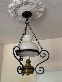 lampadario rustico a sospensione in ferro battuto 