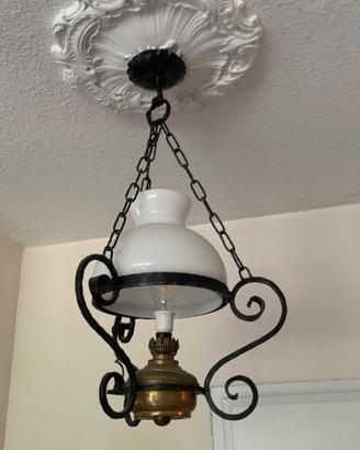 lampadario rustico a sospensione in ferro battuto 