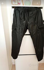 pantalone donna cargo in ecopelle 