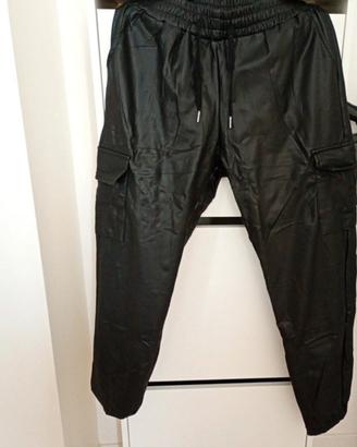 pantalone donna cargo in ecopelle 